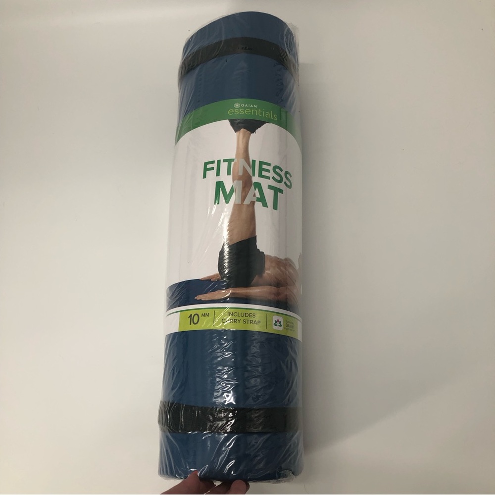 Fitness Mat With Carry Straps 10mm Blue Unisex
